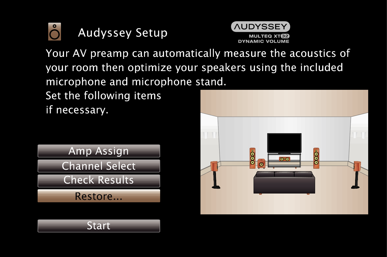 GUI AudysseySetup MultEQ XT32 preamp